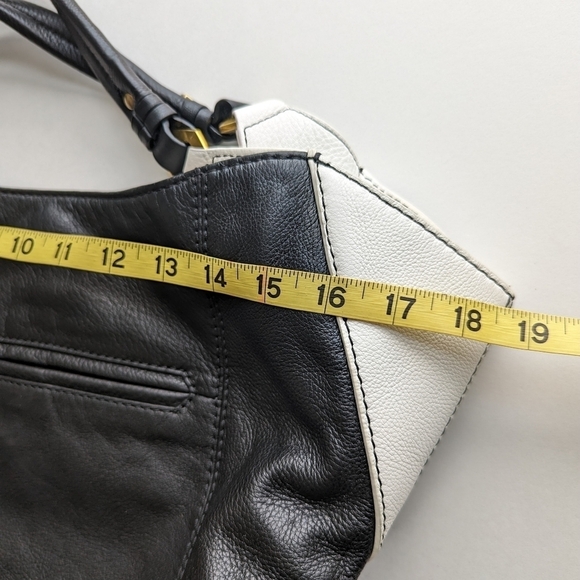 orYANY Genuine Leather Large Shoulder Tote Bag Compartments Black White - Picture 8 of 10